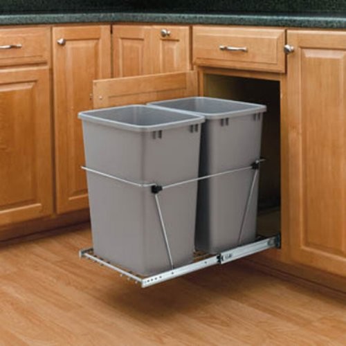 Rev-A-Shelf Double Pull Out Full Extension Slides Chrome 35 qt. Trash ...